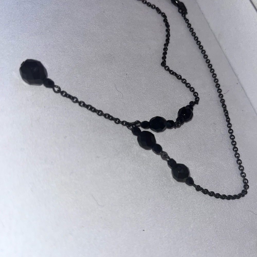 “1928”  Black Beaded Lariet Necklace - Picture 4 of 9